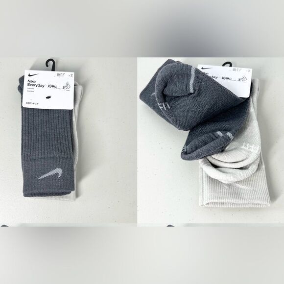 NWT Nike Everyday Cushioned Wool Blend Crew SocksGray/Beige Unisex W 6-10 M 6-8 - Picture 1 of 8